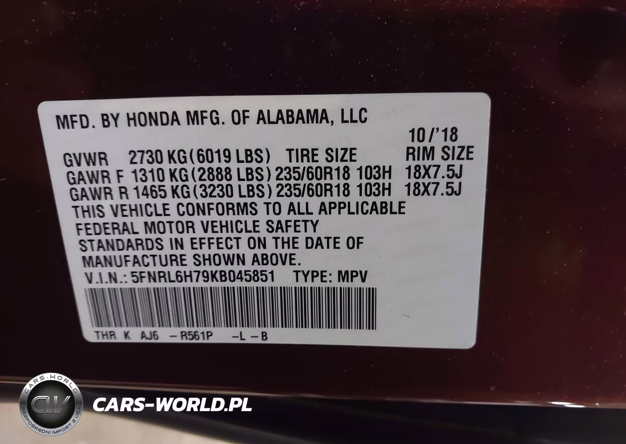 2019 Honda Odyssey Ex-L VIN:5FNRL6H79KB045851 - 9