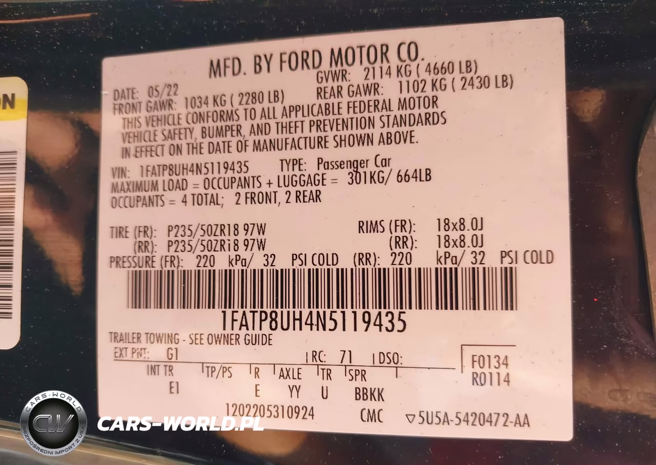 2022 Ford Mustang Ecoboost Premium VIN:1FATP8UH4N5119435 - 9