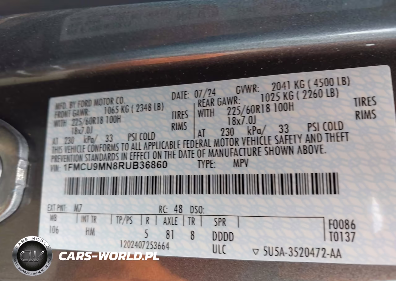 2024 Ford Escape St-Line VIN:1FMCU9MN8RUB36860 - 9