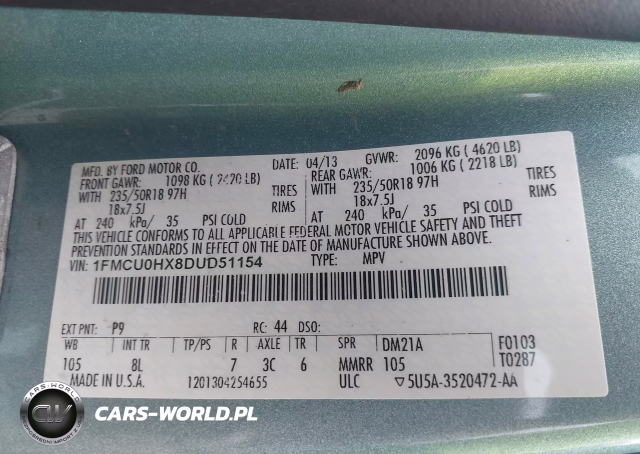 2013 Ford Escape Sel VIN:1FMCU0HX8DUD51154 - 9