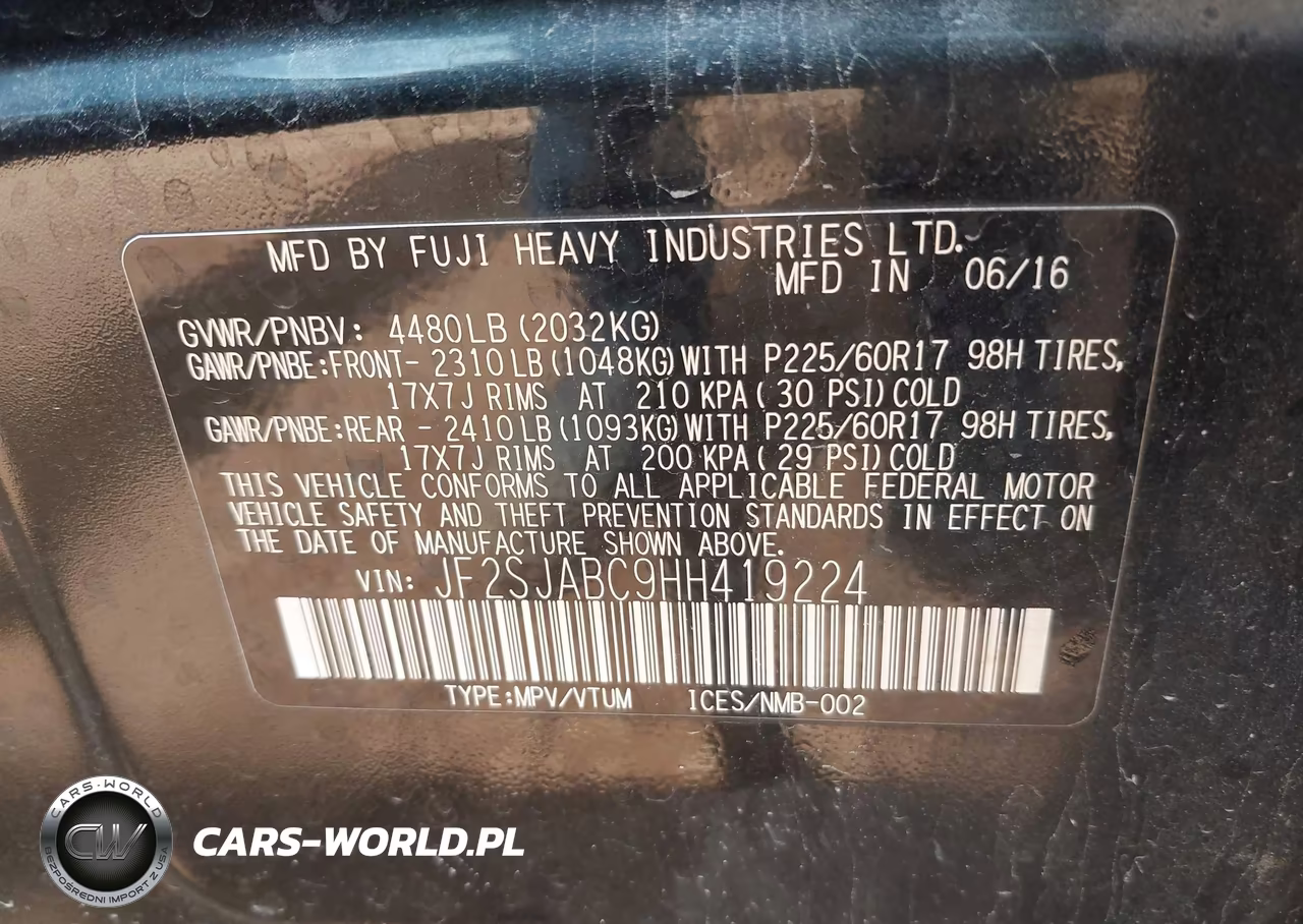 2017 Subaru Forester 2.5I VIN:JF2SJABC9HH419224 - 9