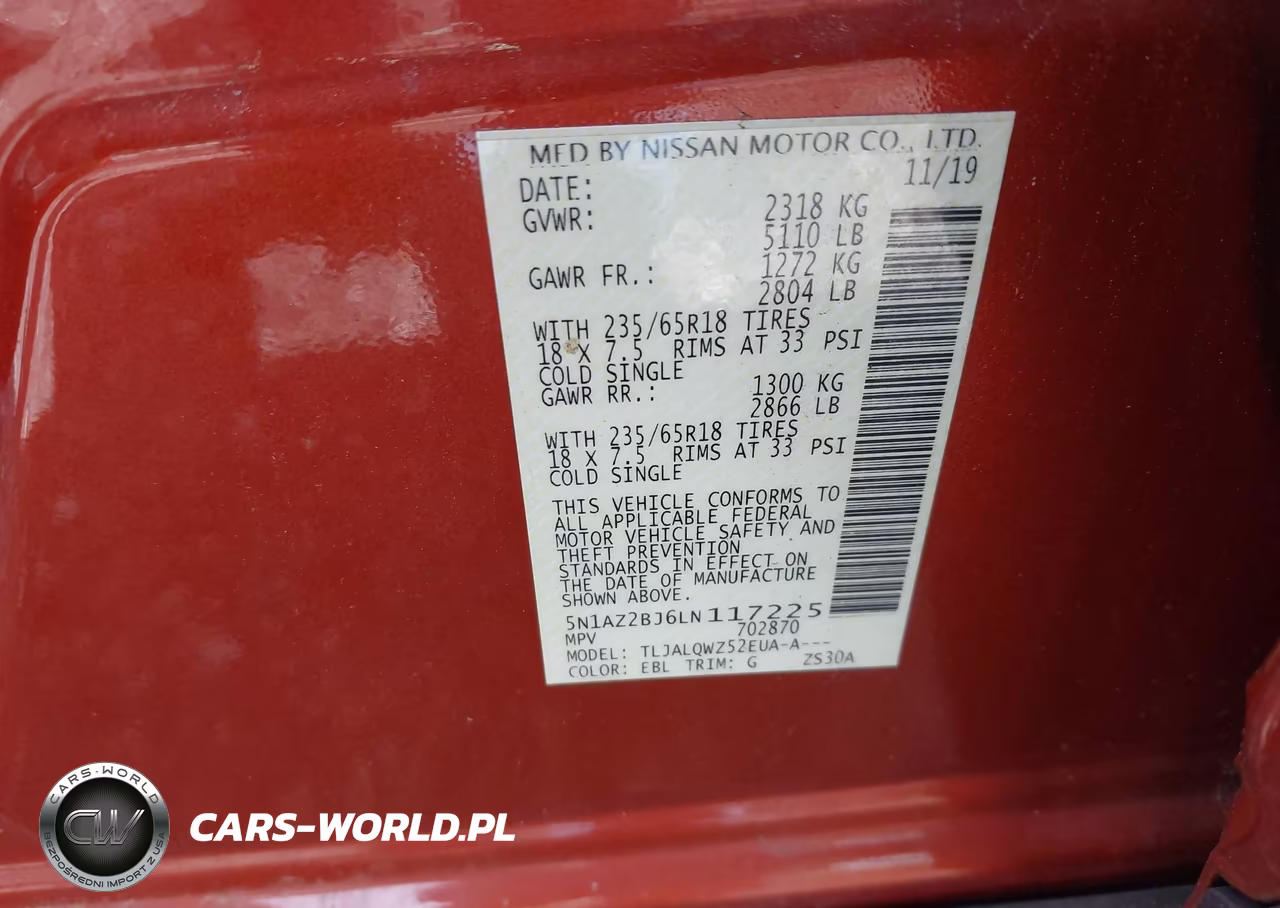 2020 Nissan Murano Sv Fwd VIN:5N1AZ2BJ6LN117225 - 9