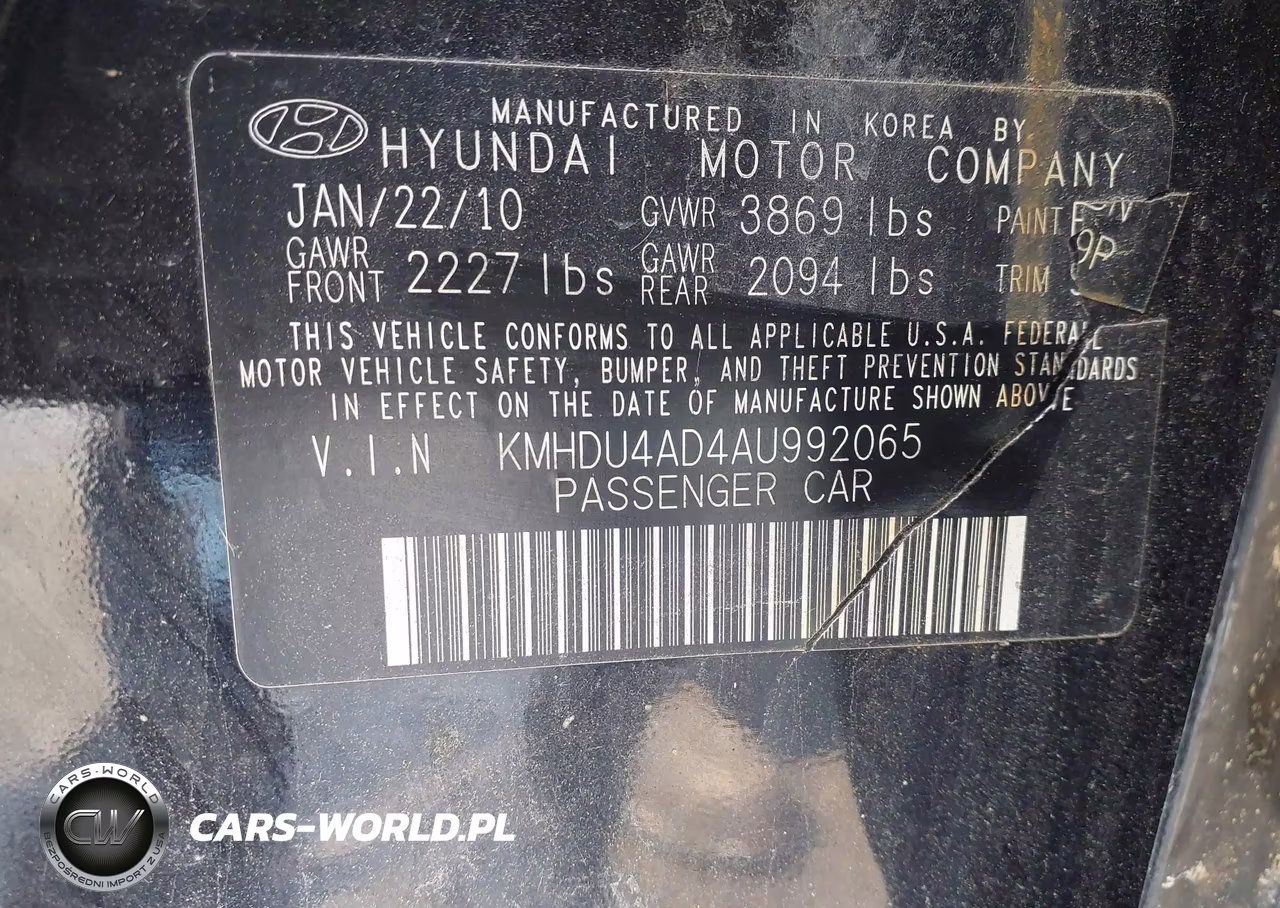 2010 Hyundai Elantra Se VIN:KMHDU4AD4AU992065 - 9