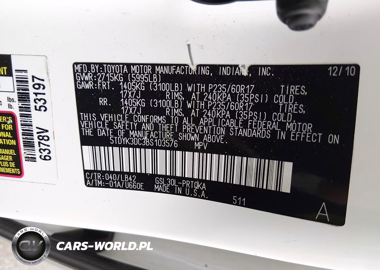 2011 Toyota Sienna Xle V6 VIN:5TDYK3DC3BS103576 - 9