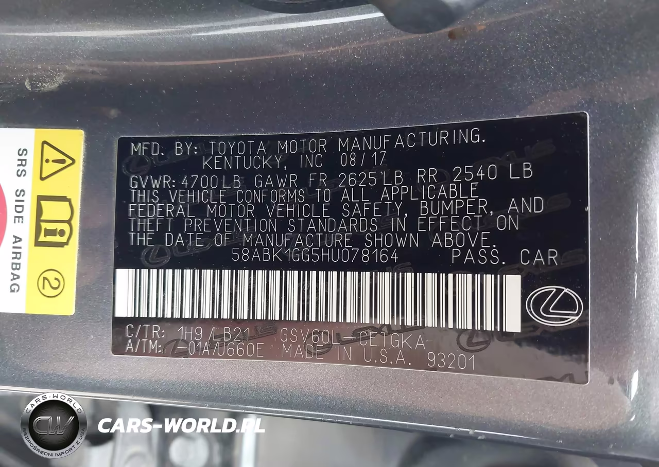2017 Lexus Es 350 VIN:58ABK1GG5HU078164 - 9
