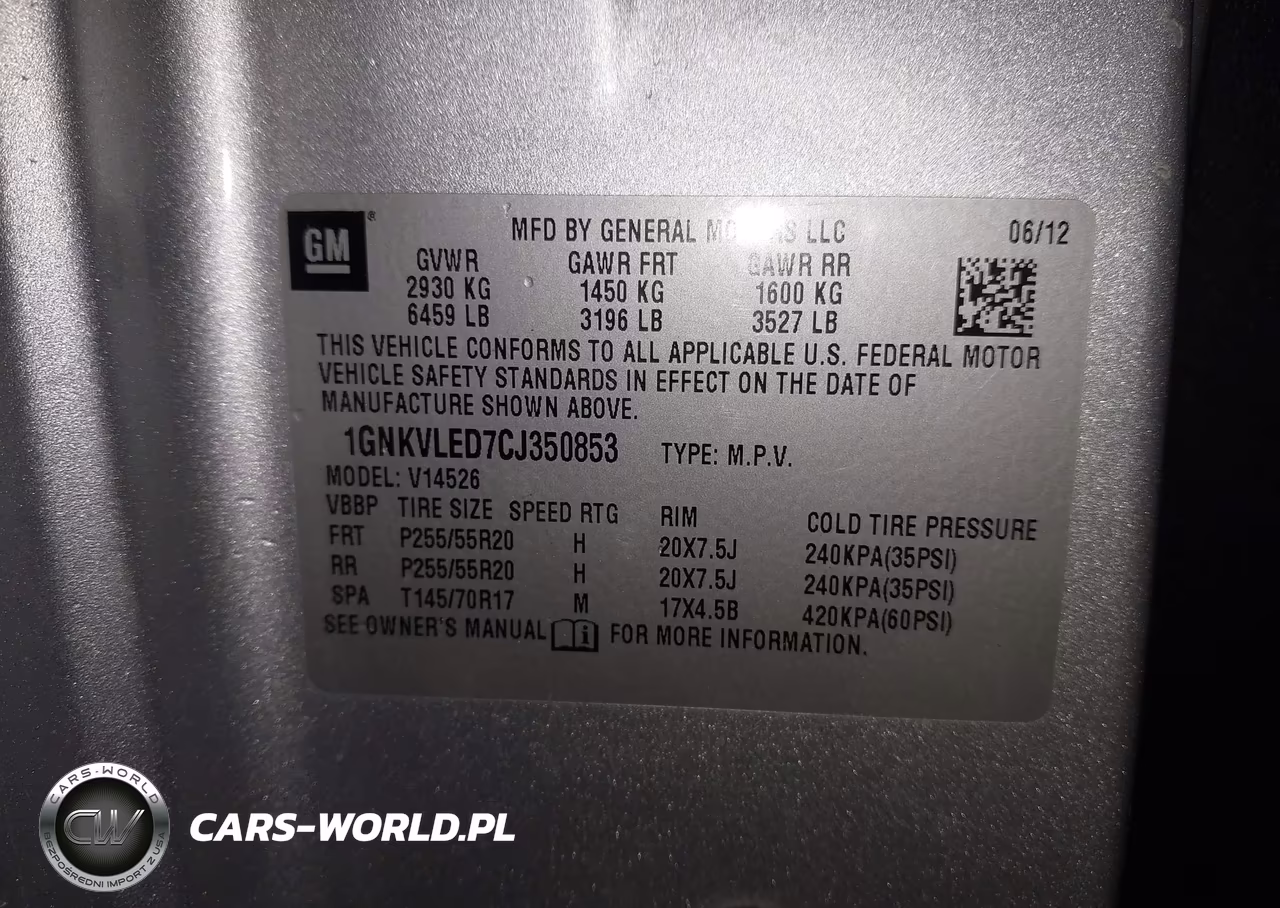 2012 Chevrolet Traverse Ltz VIN:1GNKVLED7CJ350853 - 9