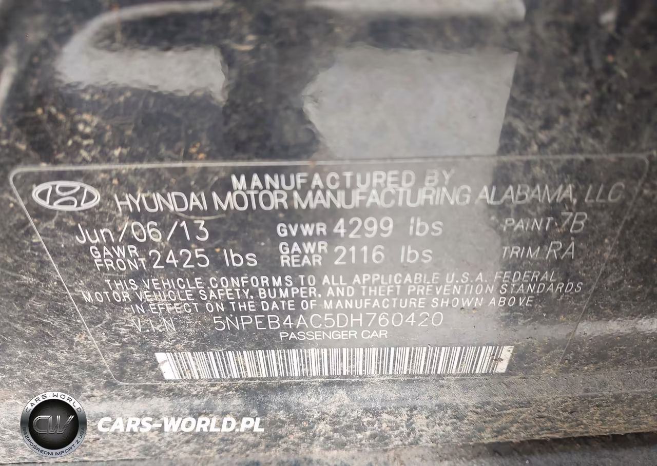 2013 Hyundai Sonata Gls VIN:5NPEB4AC5DH760420 - 9