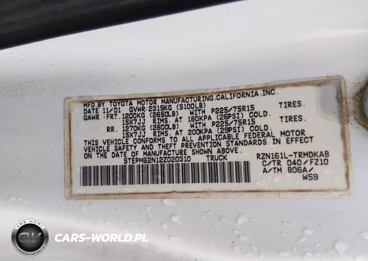 2002 Toyota Tacoma VIN:5TEPM62N12Z020310 - 9