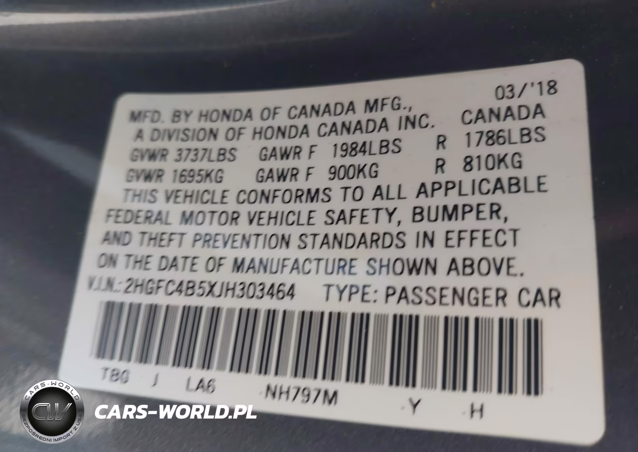 2018 Honda Civic Lx VIN:2HGFC4B5XJH303464 - 9