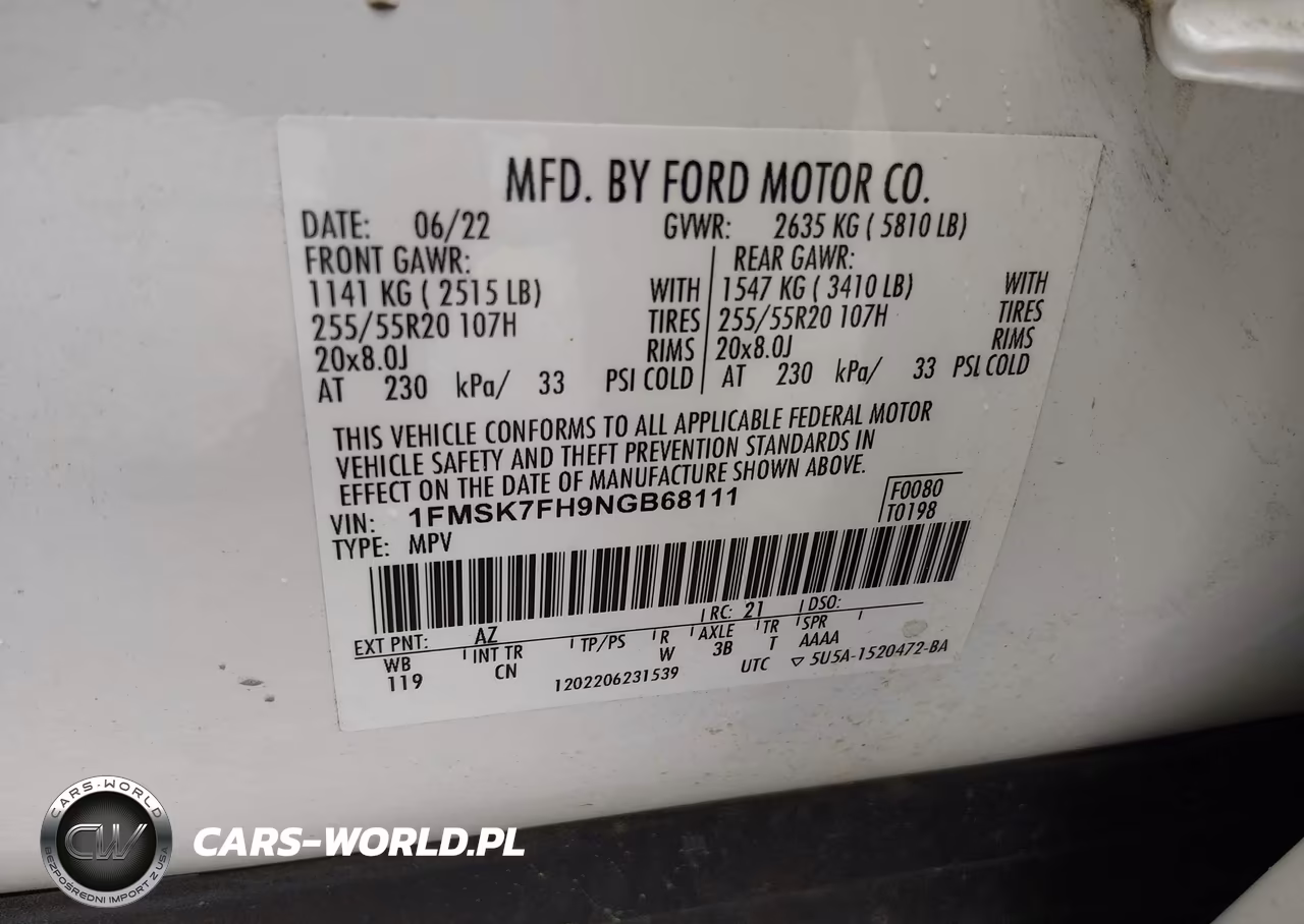2022 Ford Explorer Limited VIN:1FMSK7FH9NGB68111 - 9