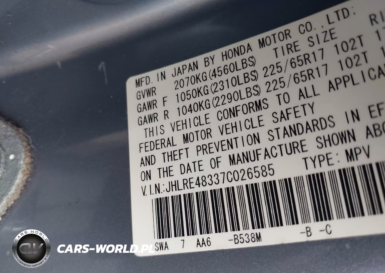 2007 Honda Cr-V Lx VIN:JHLRE48337C026585 - 9