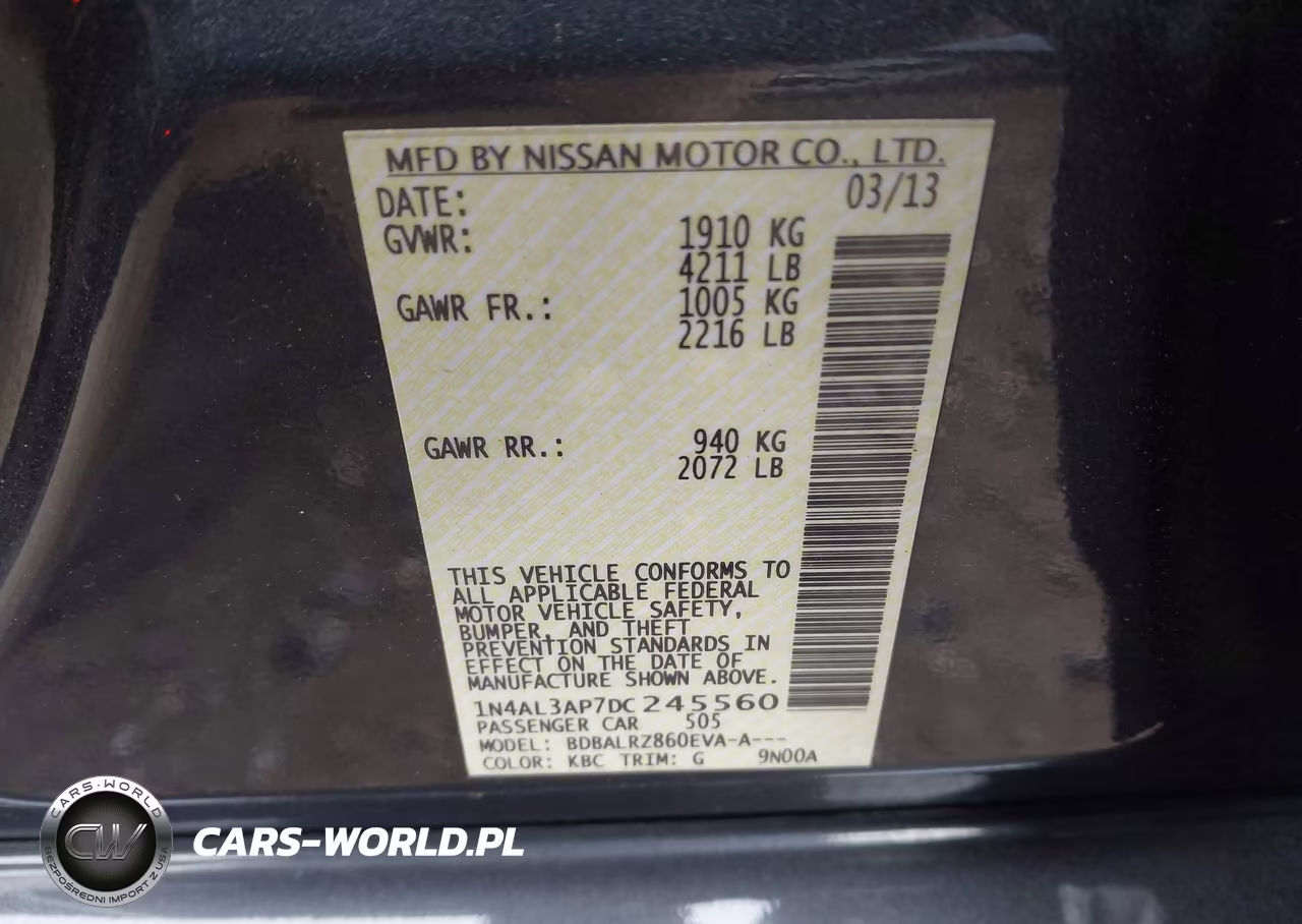 2013 Nissan Altima 2.5 S VIN:1N4AL3AP7DC245560 - 9