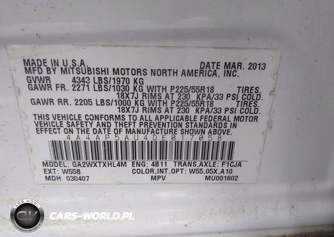 2013 Mitsubishi Outlander Sport Le VIN:4A4AP5AU4DE017058 - 9