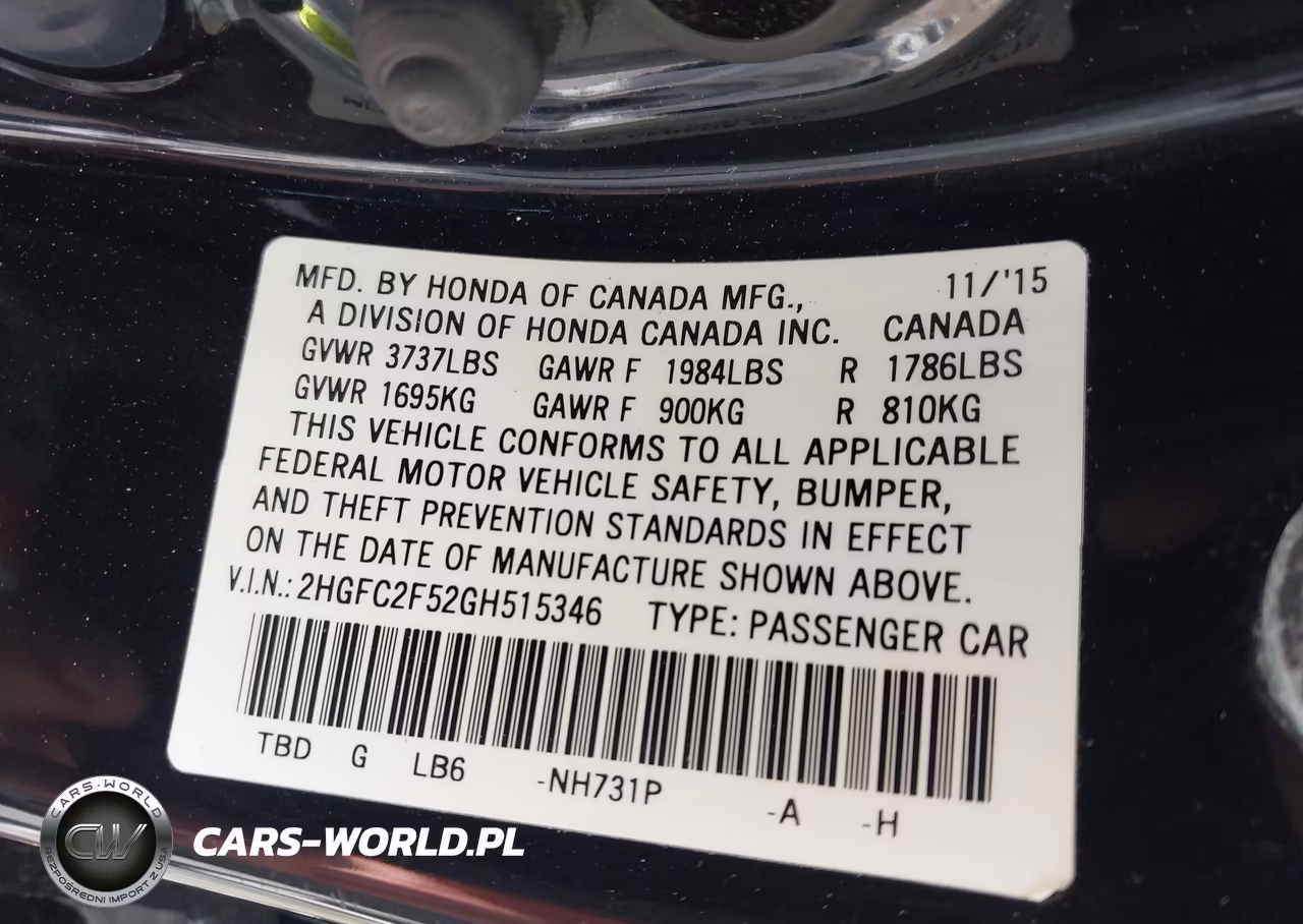 2016 Honda Civic Lx VIN:2HGFC2F52GH515346 - 9