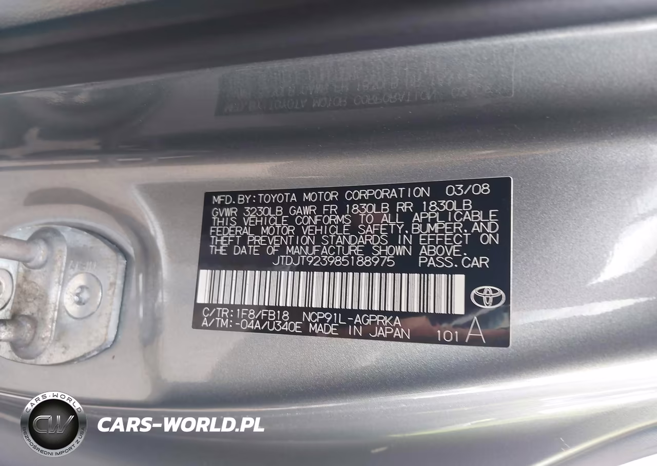 2008 Toyota Yaris VIN:JTDJT923985188975 - 9