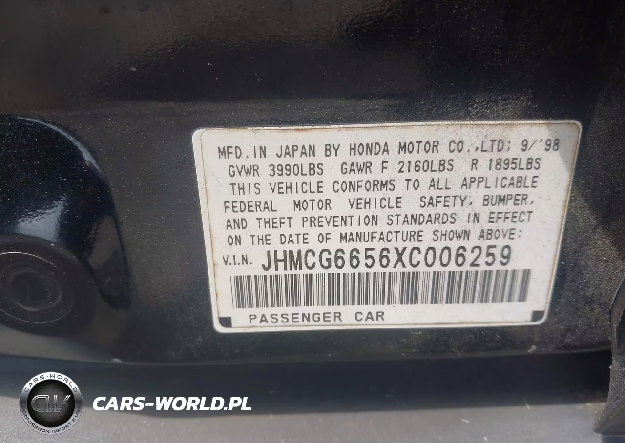1999 Honda Accord Lx VIN:JHMCG6656XC006259 - 9