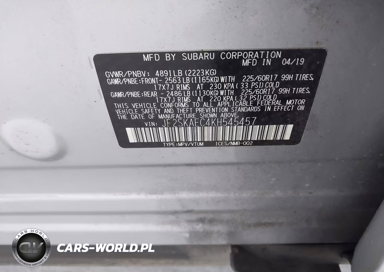 2019 Subaru Forester Premium VIN:JF2SKAEC4KH545457 - 9