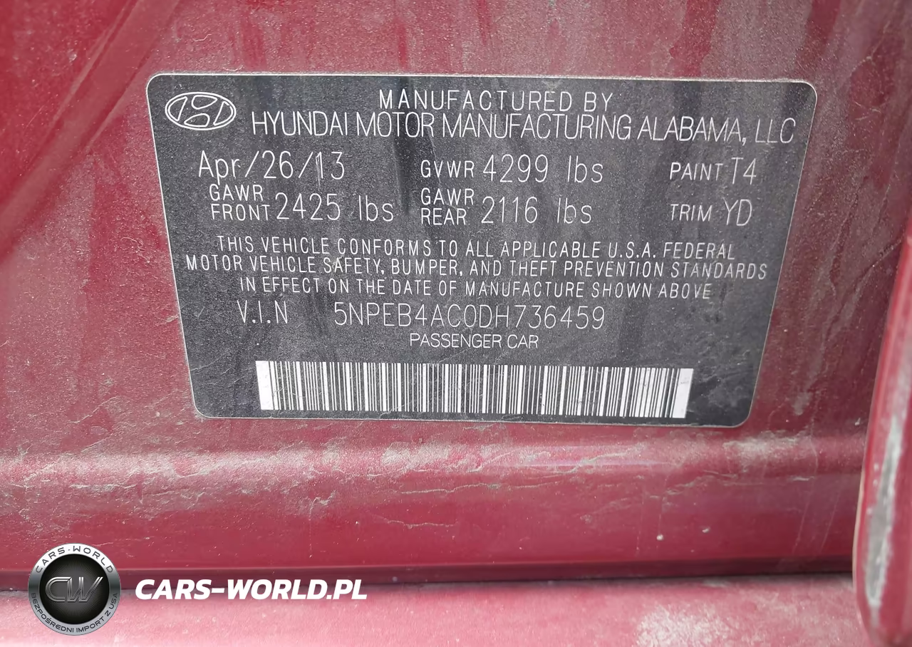 2013 Hyundai Sonata Gls VIN:5NPEB4AC0DH736459 - 9