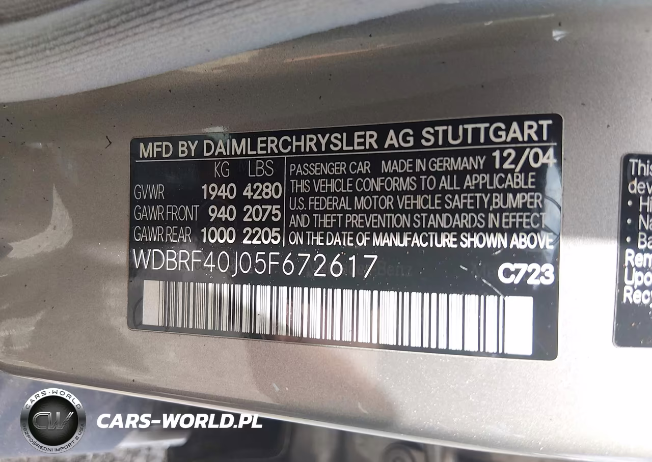 2005 Mercedes-Benz C 230 Kompressor Sport VIN:WDBRF40J05F672617 - 9
