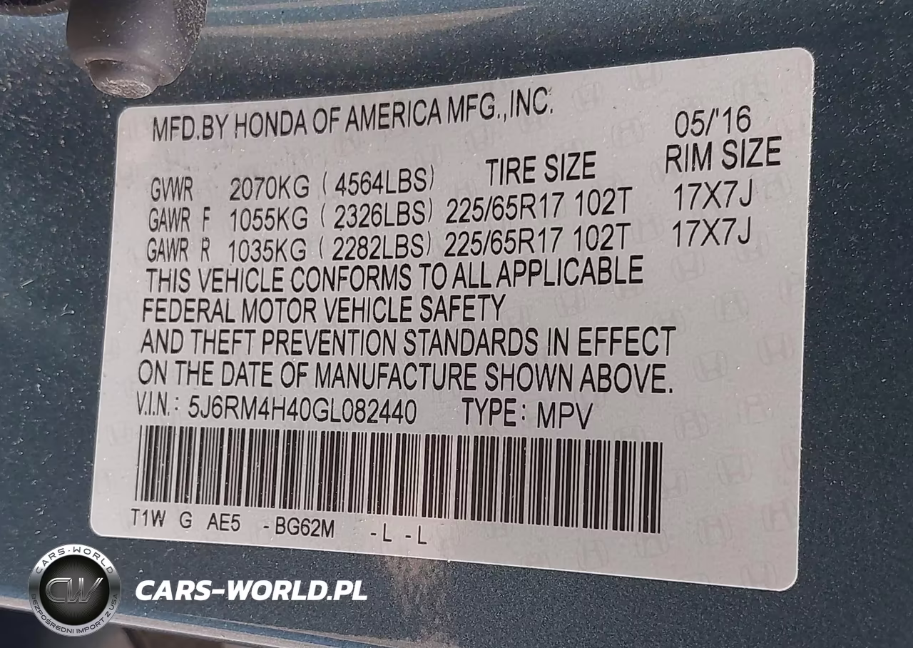 2016 Honda Cr-V Se VIN:5J6RM4H40GL082440 - 9