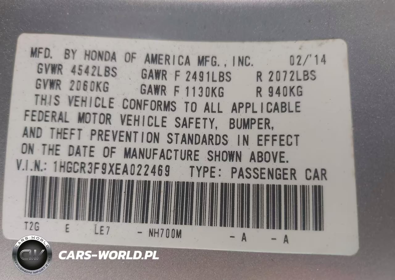 2014 Honda Accord Touring VIN:1HGCR3F9XEA022469 - 9