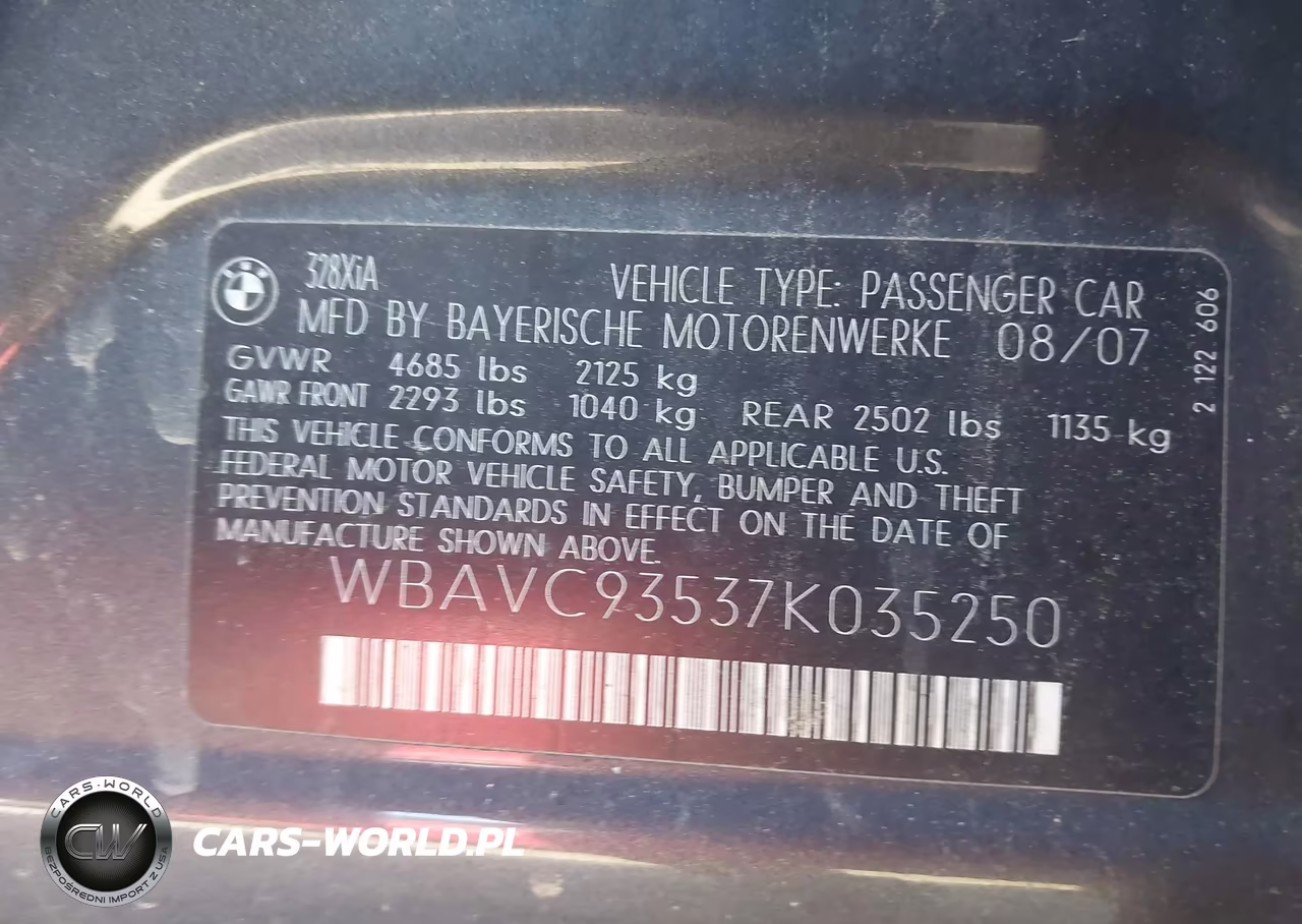 2007 BMW 328Xi VIN:WBAVC93537K035250 - 9