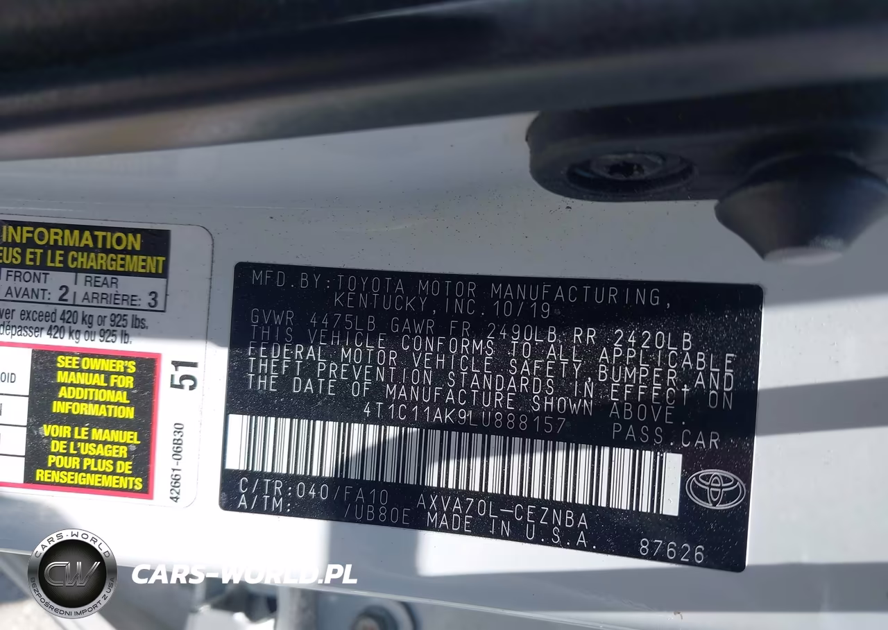 2020 Toyota Camry Le VIN:4T1C11AK9LU888157 - 9