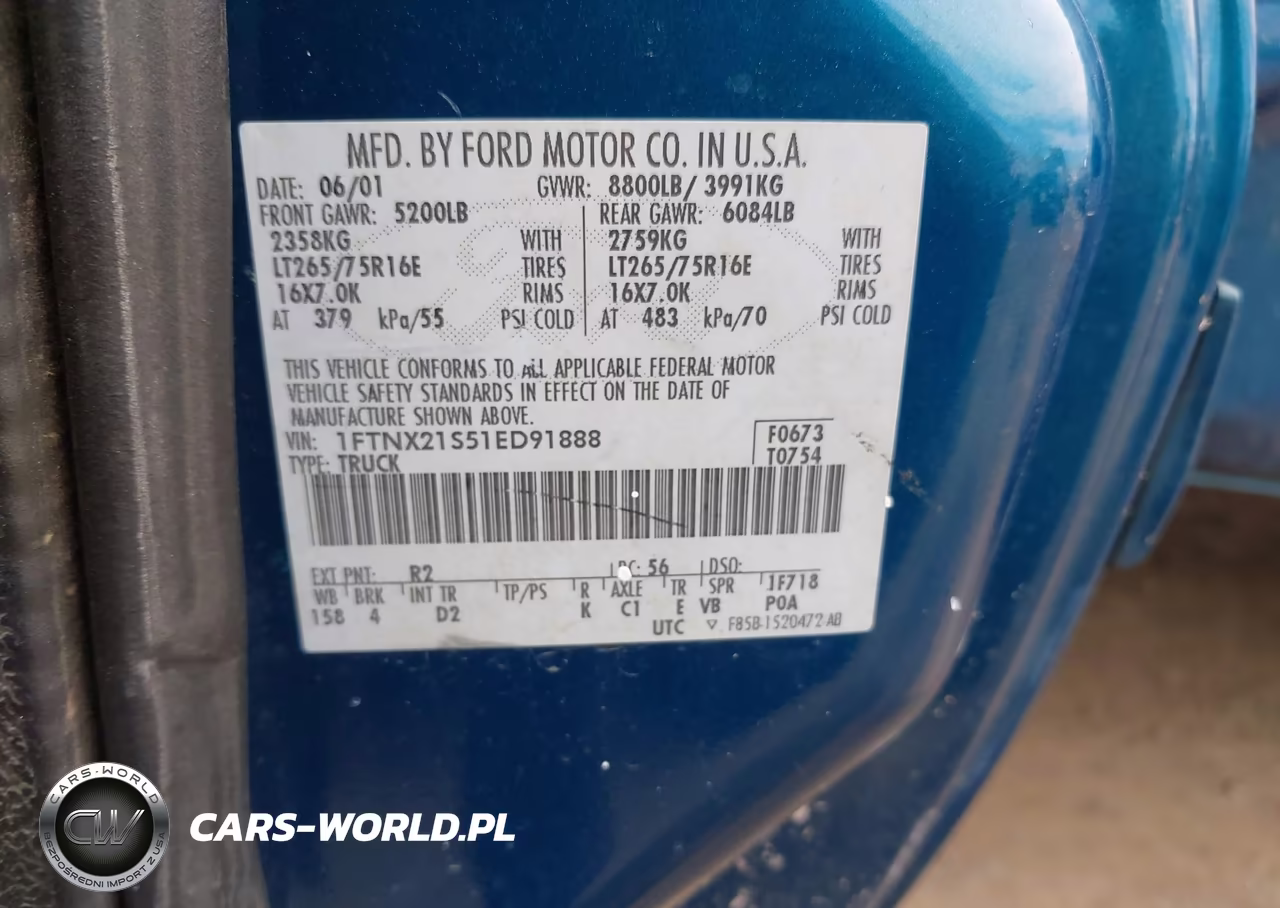 2001 Ford F-250 Lariat-Xl-Xlt VIN:1FTNX21S51ED91888 - 9