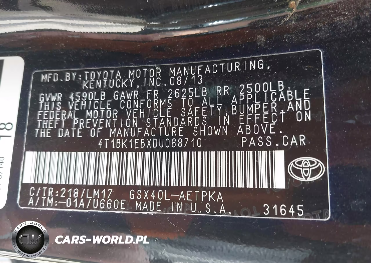 2013 Toyota Avalon Limited VIN:4T1BK1EBXDU068710 - 9