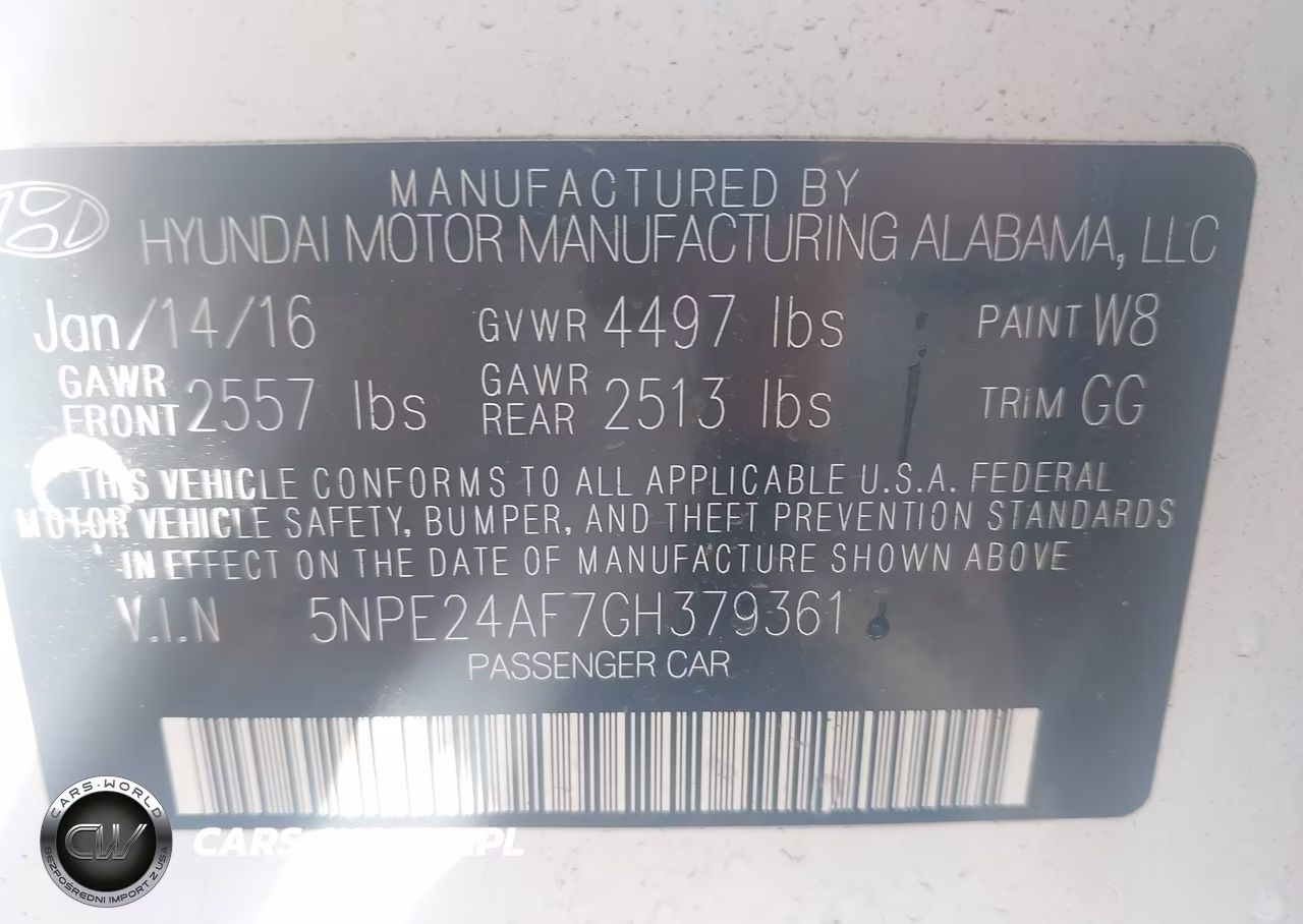 2016 Hyundai Sonata Se VIN:5NPE24AF7GH379361 - 9