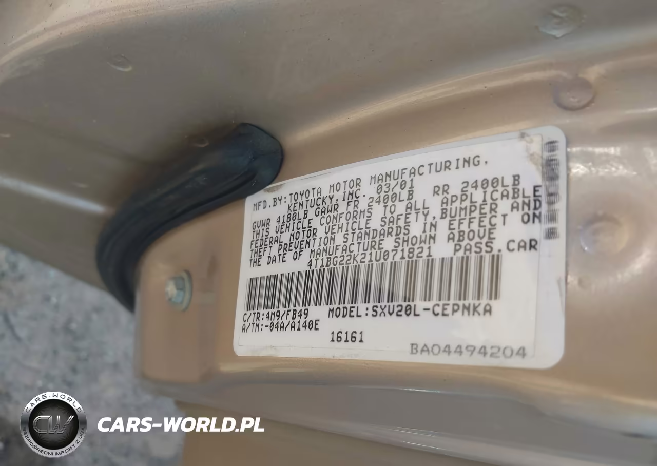 2001 Toyota Camry Le VIN:4T1BG22K21U071821 - 9