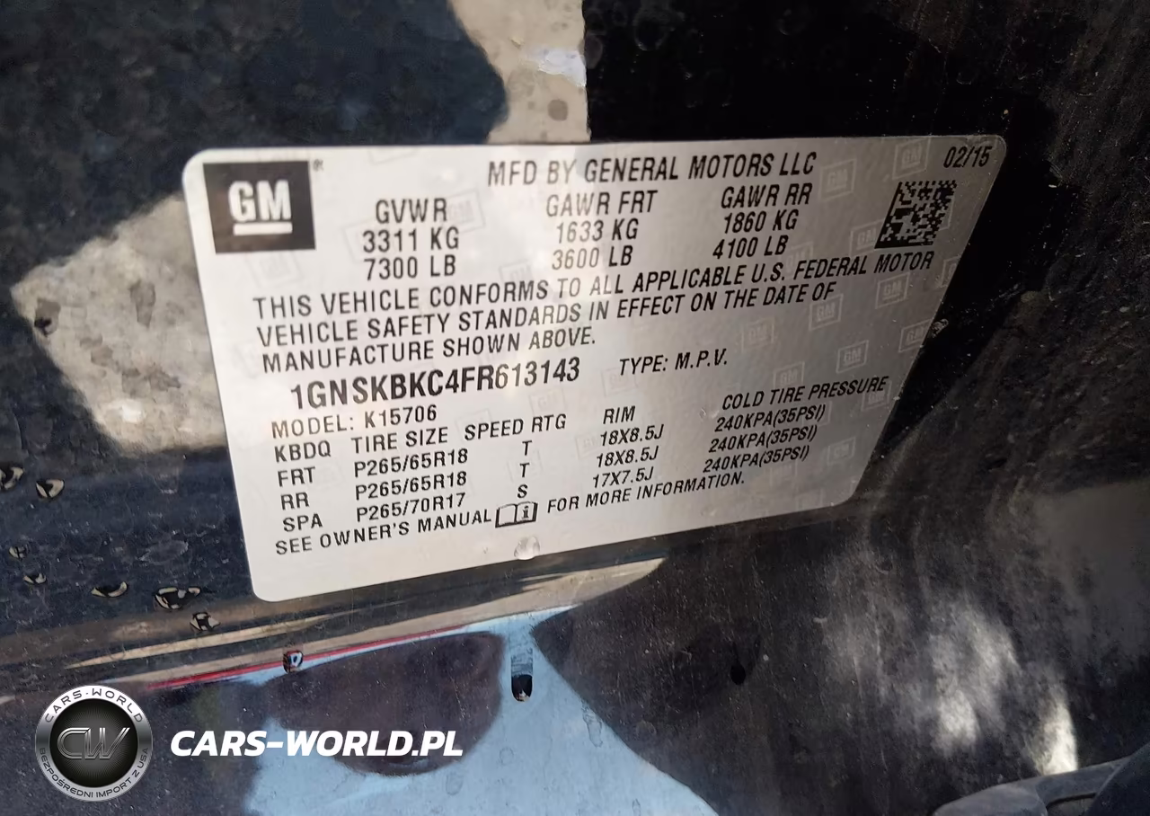 2015 Chevrolet Tahoe Lt VIN:1GNSKBKC4FR613143 - 9