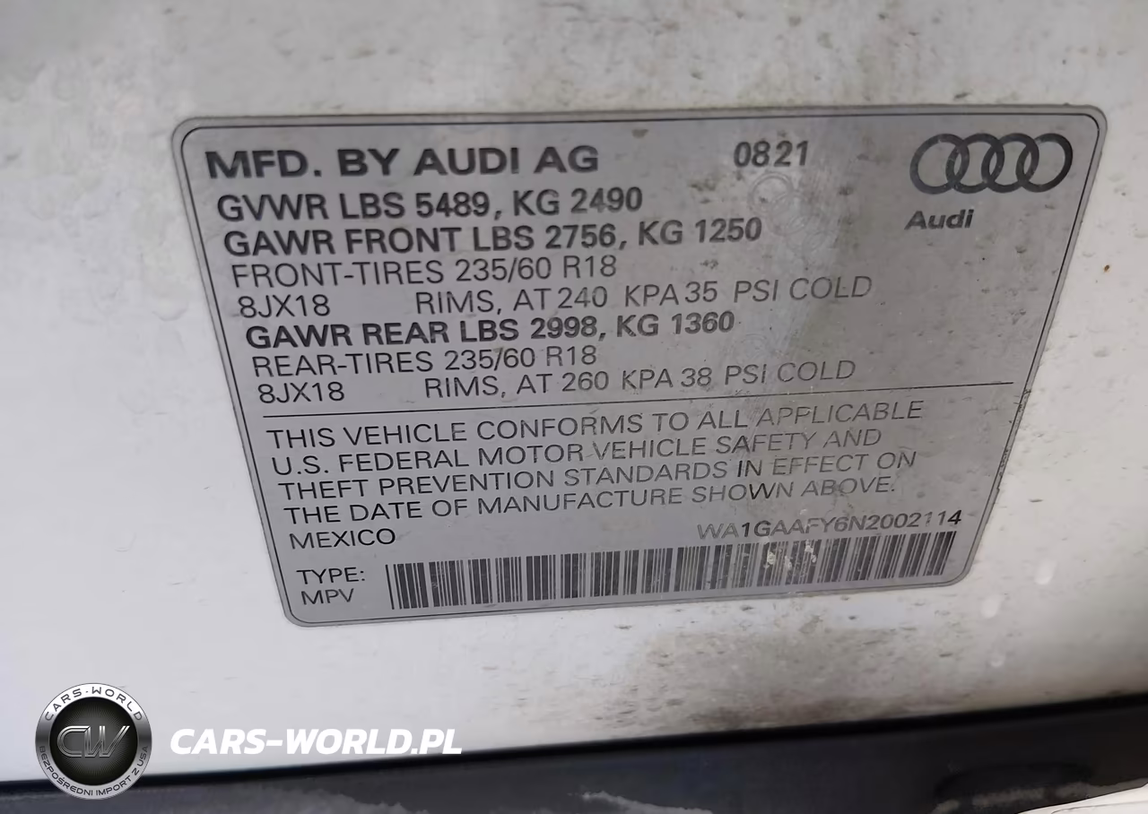 2022 Audi Q5 Premium 45 Tfsi S Line Quattro S Tronic VIN:WA1GAAFY6N2002114 - 9