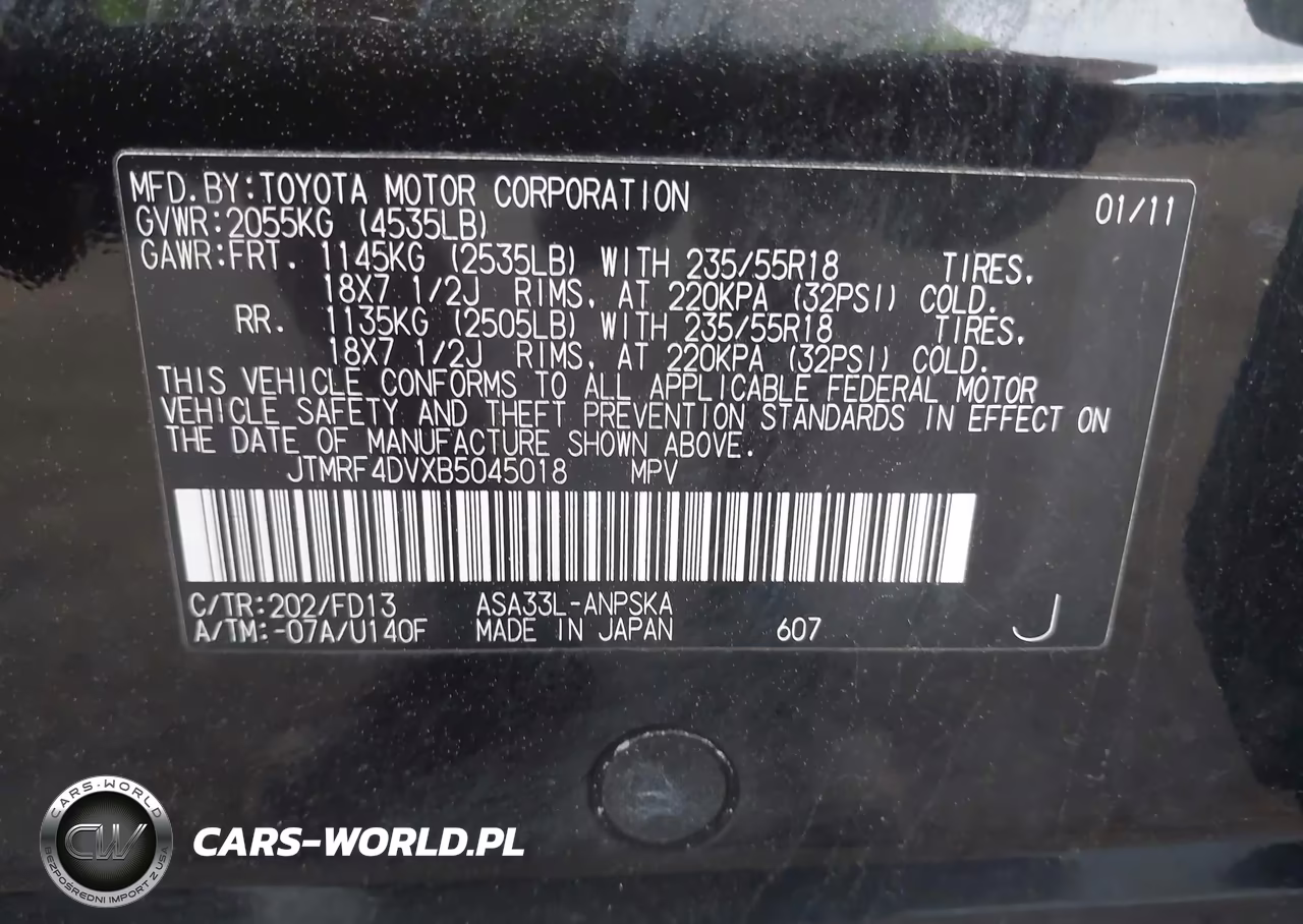 2011 Toyota Rav4 Sport VIN:JTMRF4DVXB5045018 - 9