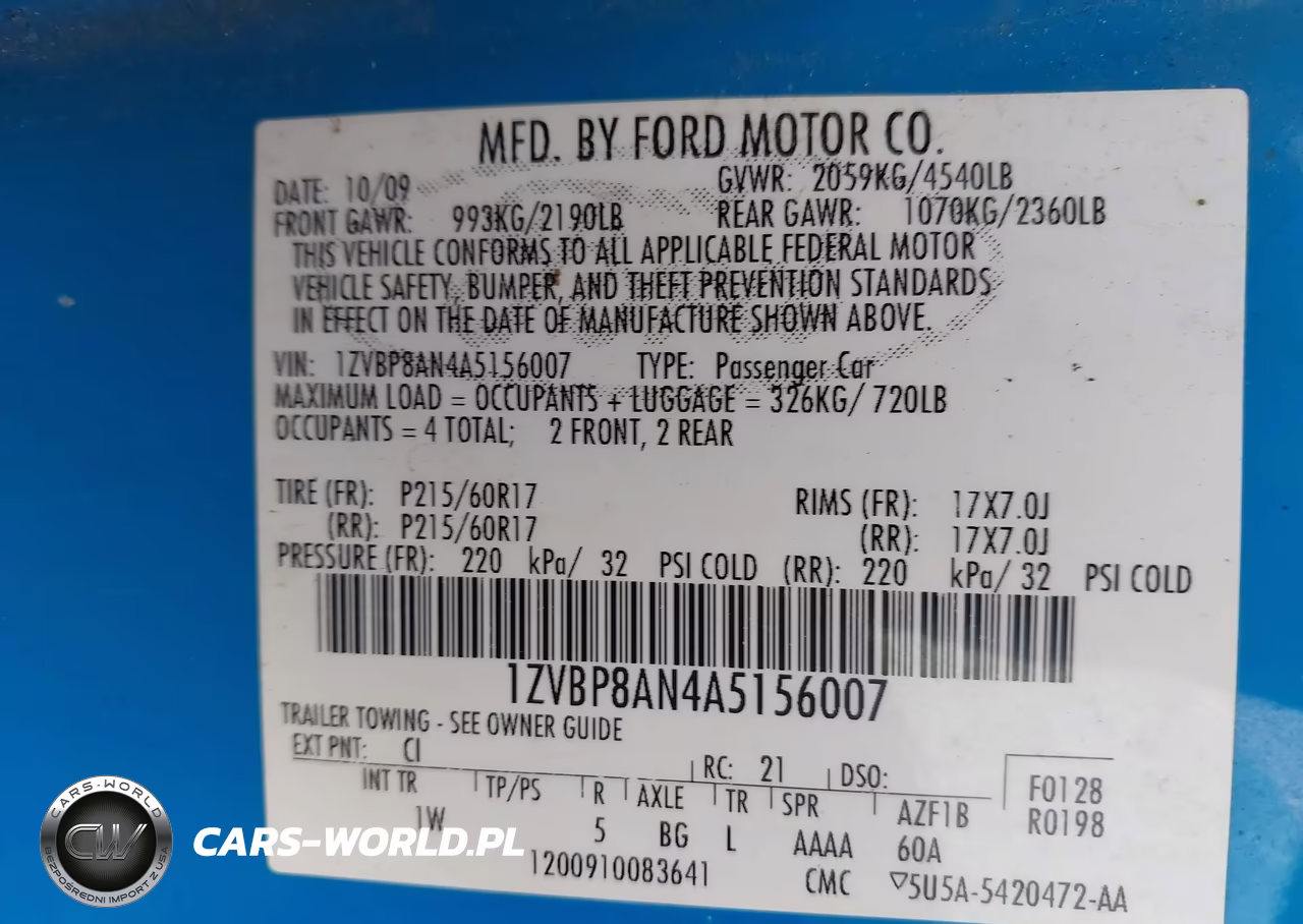 2010 Ford Mustang V6-V6 Premium VIN:1ZVBP8AN4A5156007 - 9