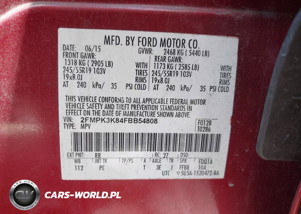 2015 Ford Edge Titanium VIN:2FMPK3K84FBB54808 - 9