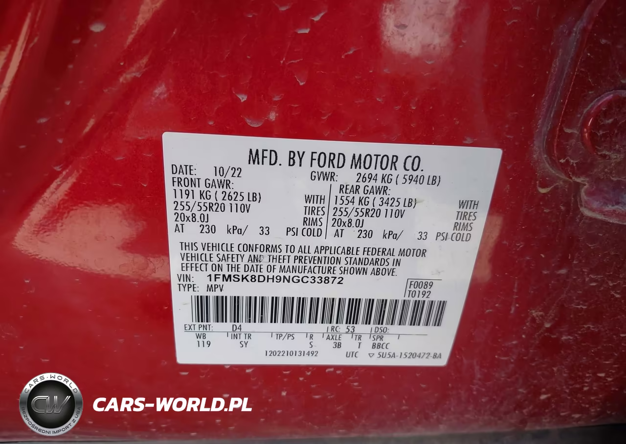 2022 Ford Explorer Xlt VIN:1FMSK8DH9NGC33872 - 9