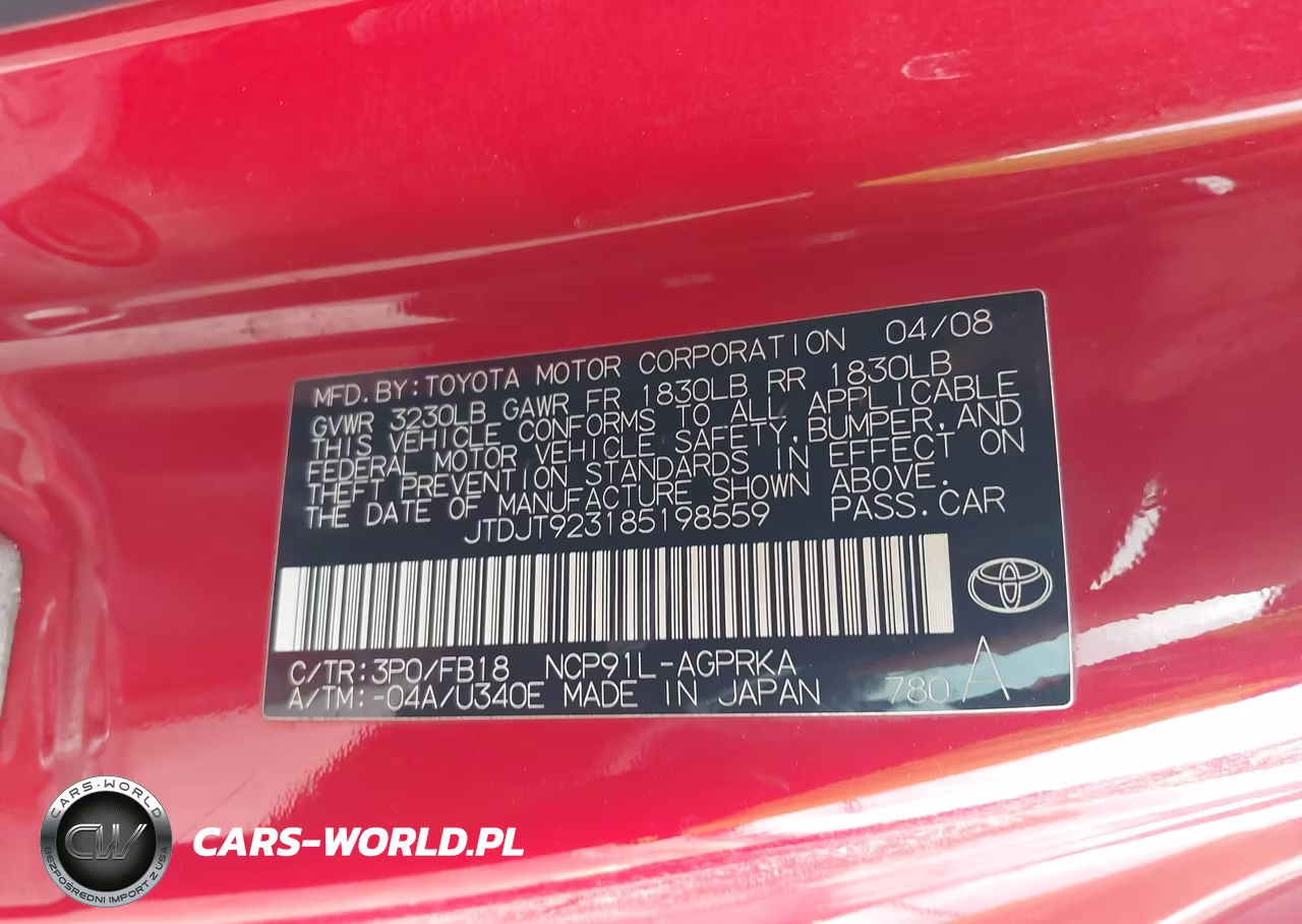 2008 Toyota Yaris VIN:JTDJT923185198559 - 9