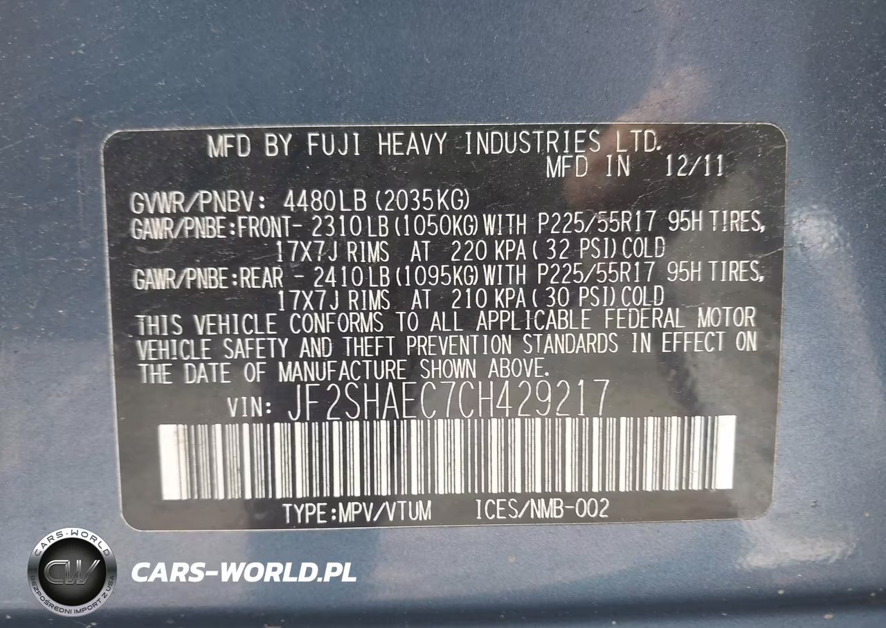 2012 Subaru Forester 2.5X Limited VIN:JF2SHAEC7CH429217 - 9