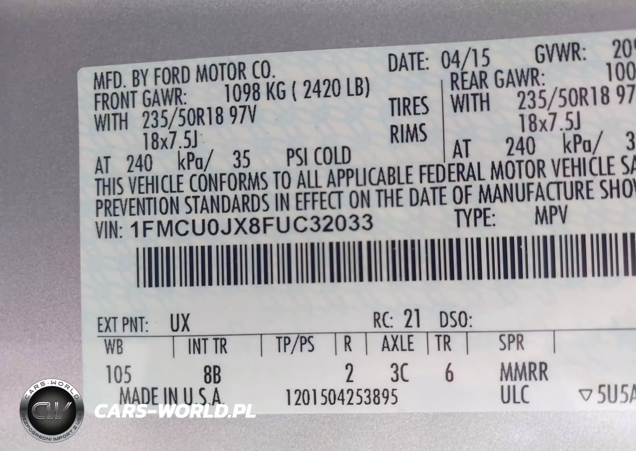 2015 Ford Escape Titanium VIN:1FMCU0JX8FUC32033 - 9