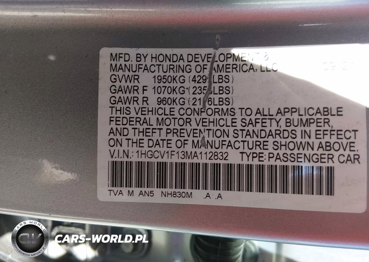 2021 Honda Accord Lx VIN:1HGCV1F13MA112832 - 9