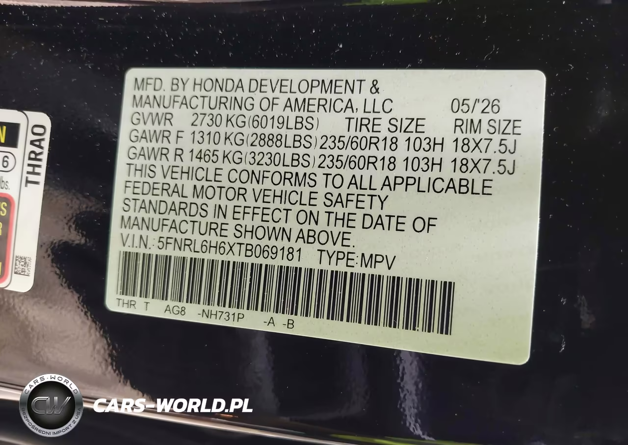2026 Honda Odyssey Ex-L VIN:5FNRL6H6XTB069181 - 9