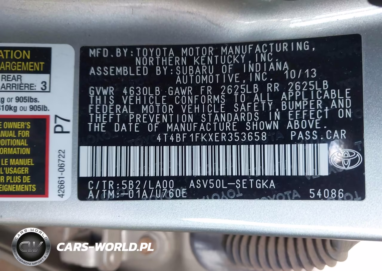 2014 Toyota Camry Xle VIN:4T4BF1FKXER353658 - 9