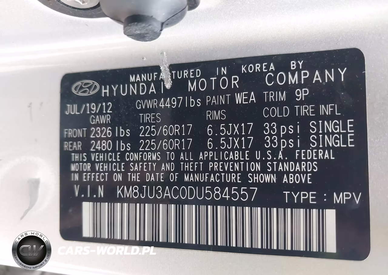 2013 Hyundai Tucson Gls VIN:KM8JU3AC0DU584557 - 9