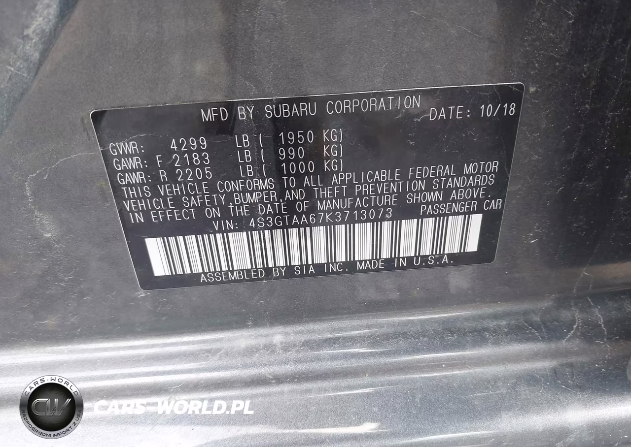 2019 Subaru Impreza 2.0I VIN:4S3GTAA67K3713073 - 9