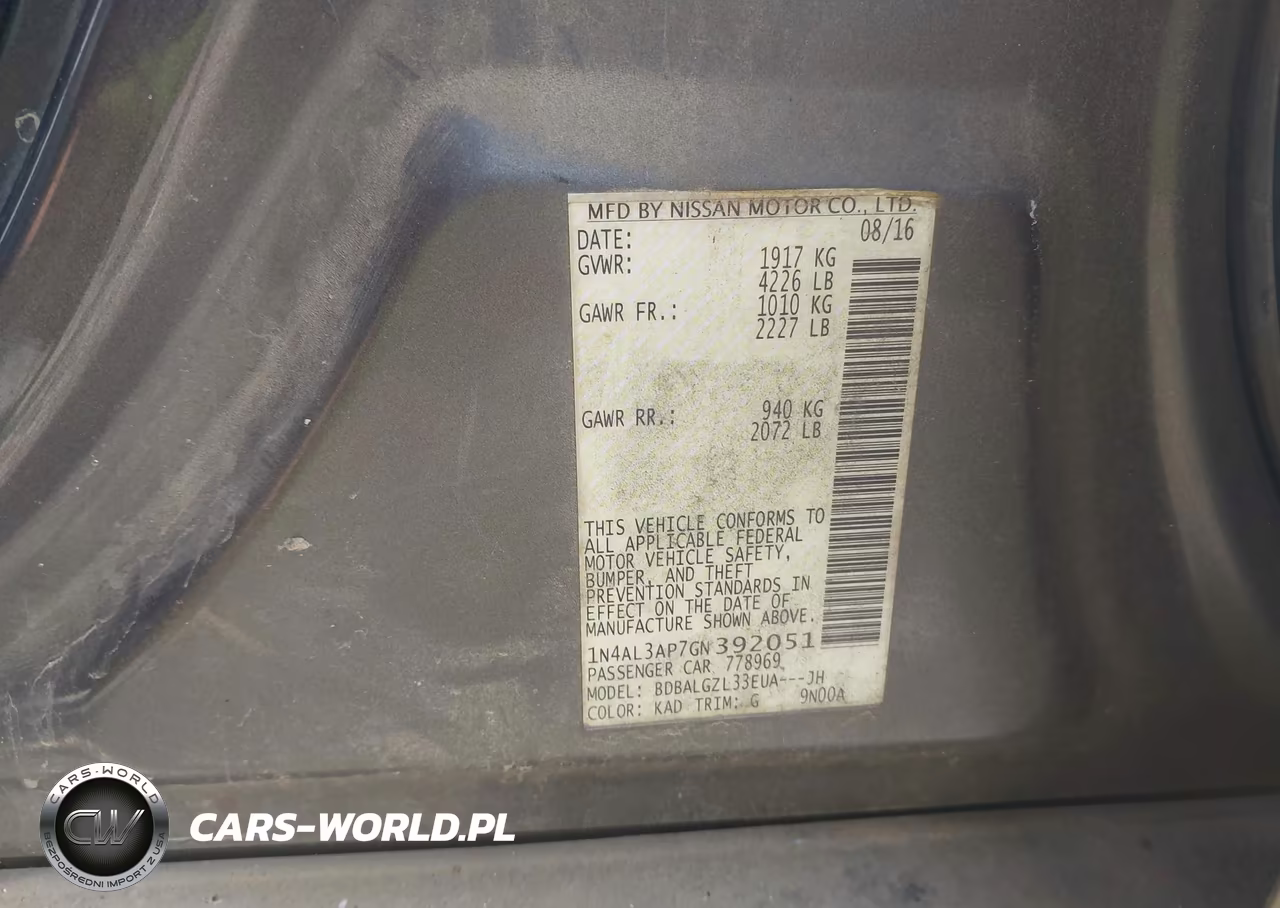 2016 Nissan Altima 2.5 S VIN:1N4AL3AP7GN392051 - 9