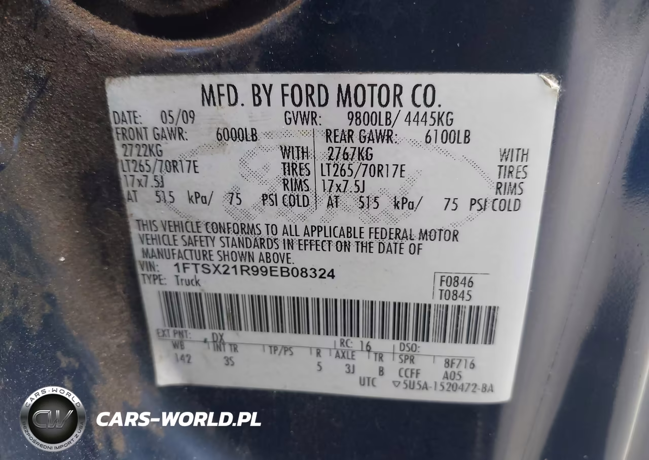 2009 Ford Super Duty F-250 Srw Fx4-Lariat-Xl-Xlt VIN:1FTSX21R99EB08324 - 9