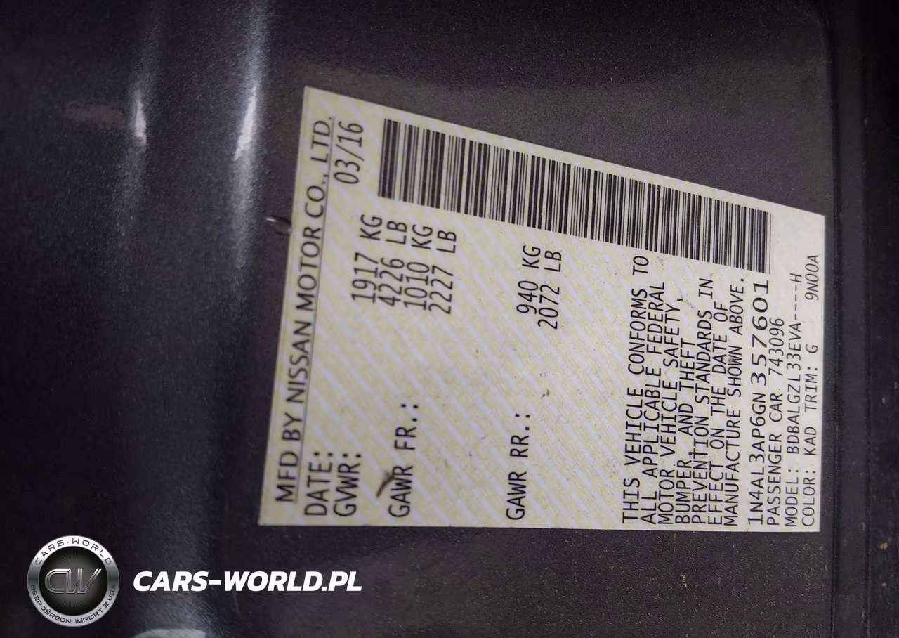 2016 Nissan Altima 2.5 S VIN:1N4AL3AP6GN357601 - 9