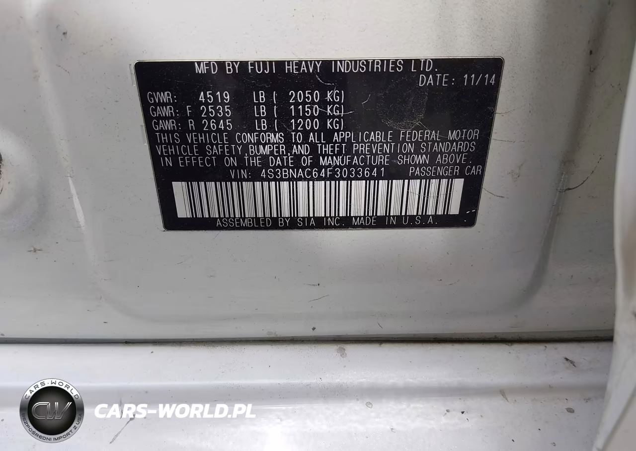 2015 Subaru Legacy 2.5I Premium VIN:4S3BNAC64F3033641 - 9