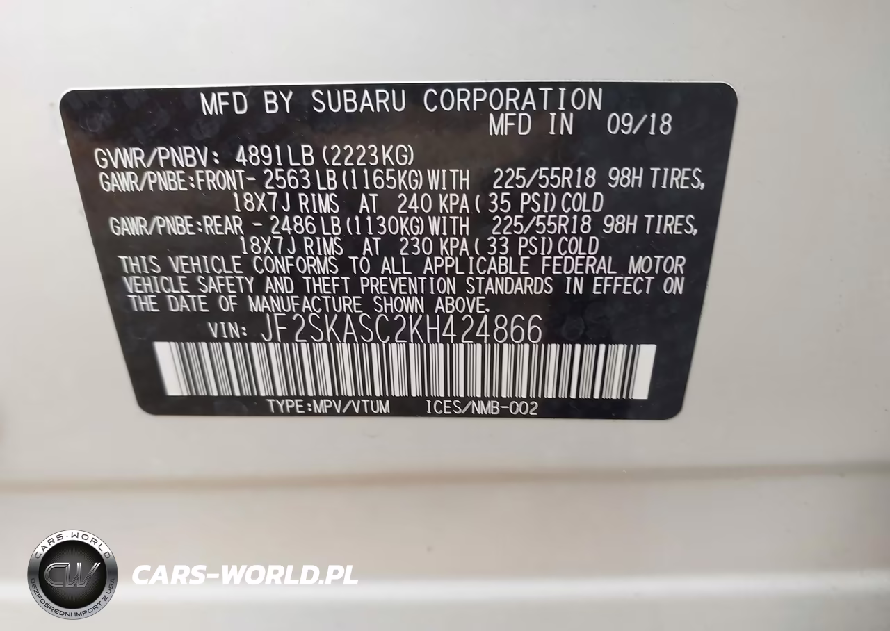 2019 Subaru Forester Limited VIN:JF2SKASC2KH424866 - 9